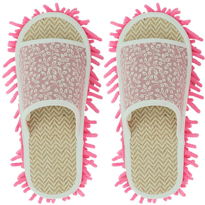 썬앤드림 북유럽풍 플라워 린넨 거실 청소 슬리퍼 M(240~255), 핑크, 1개