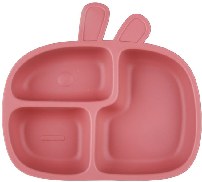 플라라 자기 주도 이유식 간식 래빗 실리콘 흡착 식판, 1개, 인디핑크