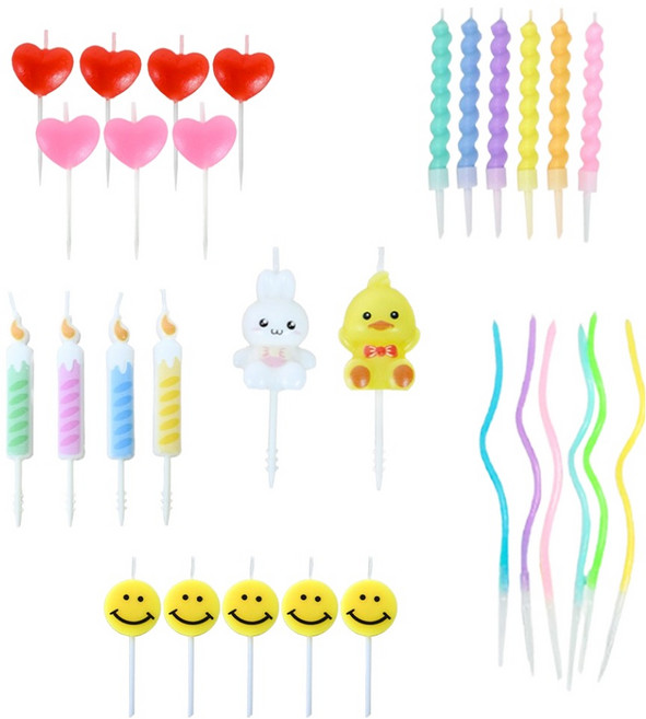 파티클럽 귀여운 스마일 생일초 7종 세트, 1세트, 무향