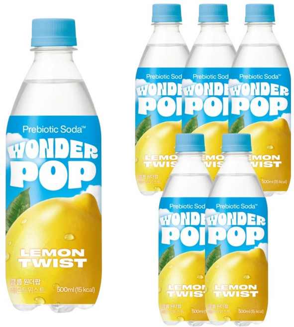 클룹 원더팝 스파클링 음료 레몬트위스트, 6개, 500ml