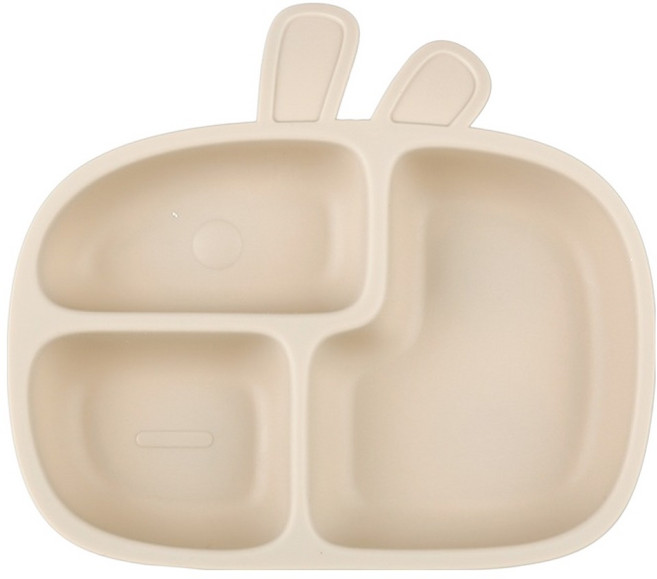 플라라 자기 주도 이유식 간식 래빗 실리콘 흡착 식판, 1개, 베이지