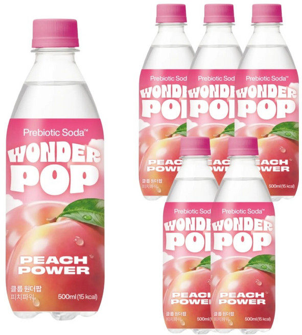 클룹 원더팝 스파클링 음료 피치파워, 6개, 500ml