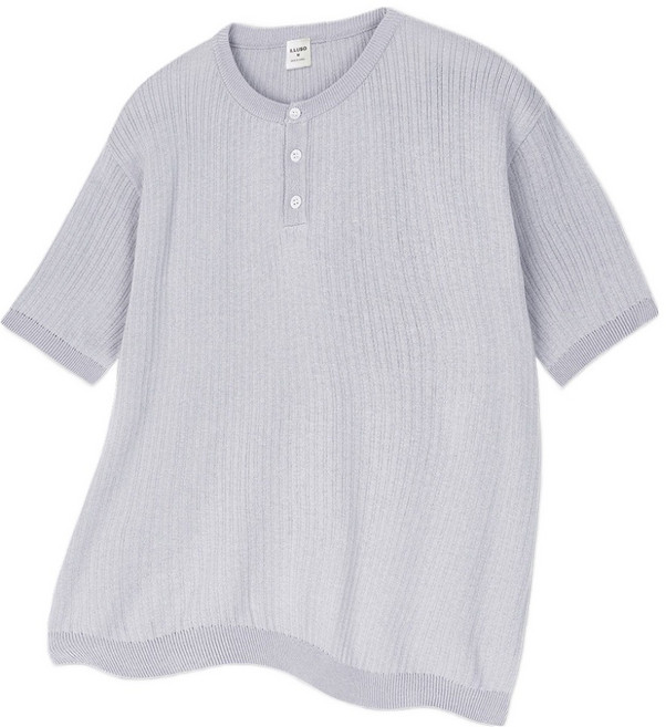 일루소 남성용 골지 헨리넥 반팔 니트