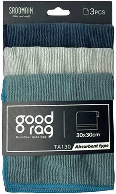 SADOMAIN 仙德曼 歐式生活優纖抹布 吸水抹布 藍色 3件組 TA130, 1套
