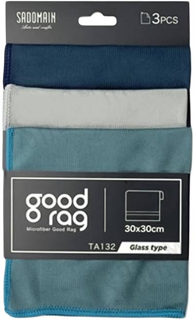 SADOMAIN 仙德曼 歐式生活優纖抹布 玻璃抹布 藍色 3件組 TA132, 1套