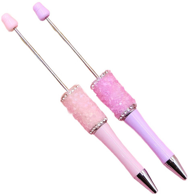 비단길 포이피 꾸미기 비즈 볼펜 2종 세트, 핑크, 라벤더, 1세트