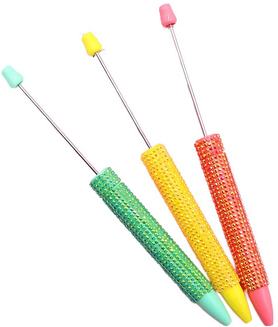 비단길 글리타 꾸미기 비즈 볼펜 3종 세트, 혼합색상, 1세트