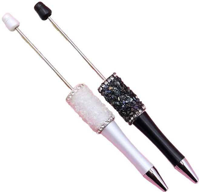 비단길 포이피 꾸미기 비즈 볼펜 2종 세트, 블랙, 화이트, 1세트