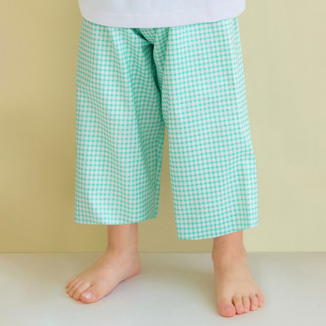 유니프랜드 체크 직물 8부 팬츠