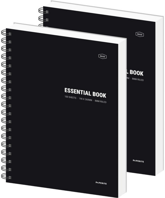 페이퍼릿 하드커버 노트 100매 100g, 블랙, 2개
