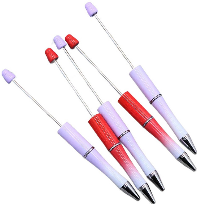 비단길 그라딘 꾸미기 비즈 볼펜 라벤더 3p + 레드 2p 세트, 1세트