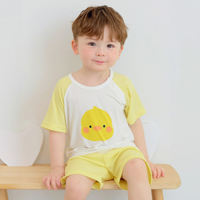 유니프랜드 병아리 쿨메쉬 5부 내의 상하의 세트