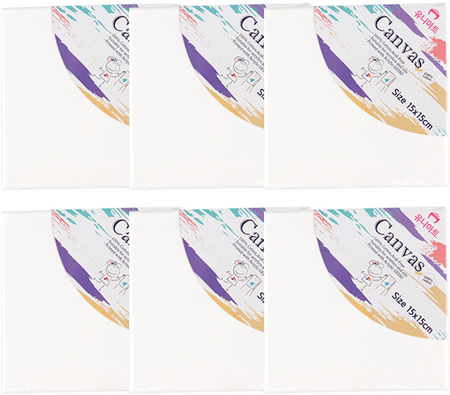 유니아트 캔버스 천 액자 사각 15 x 15 cm, 6개, 3호