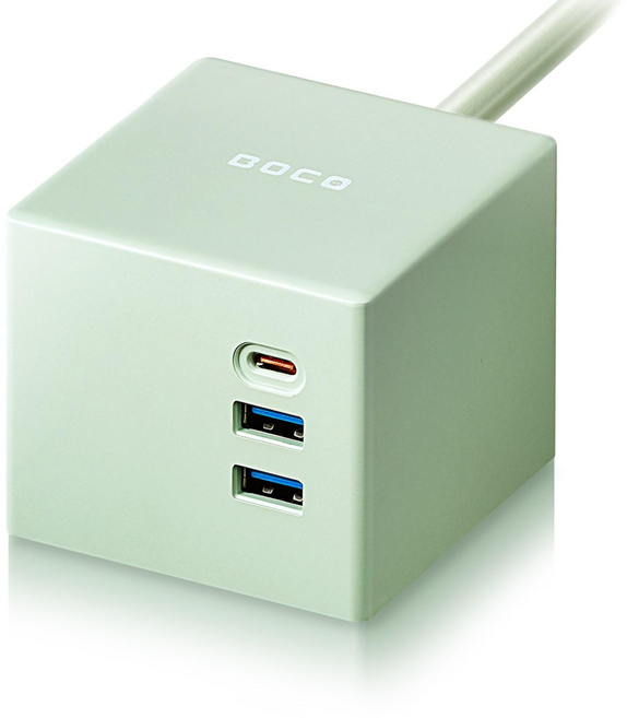 보코 USB C타입 초고속충전 1구 미니 큐브 멀티탭 PD30W, 1개, 아쿠아그린, 1.5m