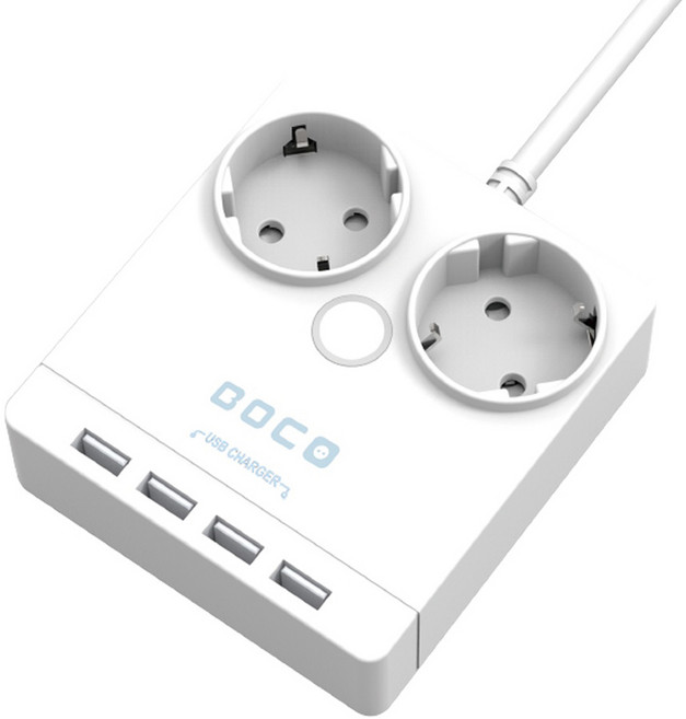 보코 4포트 USB 멀티탭 2구 QG-220, 2m, 화이트(White), 1개