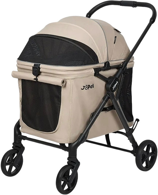 JoPet Noga 低地板中大型寵物推車 三折收納, 暖沙色, 1個