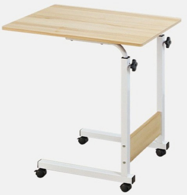 제이에스리빙 거실 쇼파 침대 인테리어 노트북 이동식 사이드 틈새 보조 이동형 높이조절 원목 테이블 TSK&0918-440, 우드 화이트