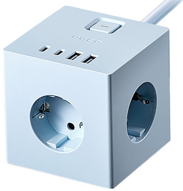 보코 큐브프로45 고용량 USB C타입 초고속충전 3구 큐브 멀티탭, 2m, 모닝스카이, 1개