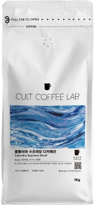 컬트커피랩 콜롬비아 수프레모 디카페인 슈가케인 싱글오리진 커피원두, 1kg, 1개, 홀빈(분쇄안함)