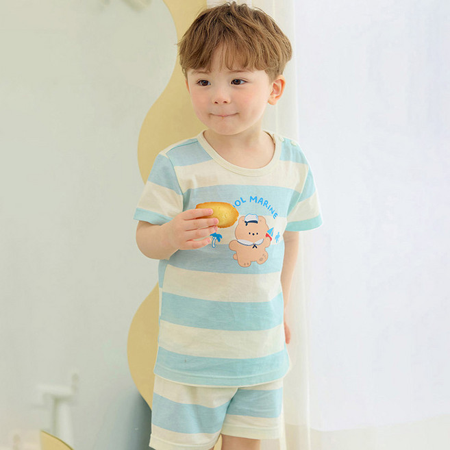 유니프랜드 마린블루 5부 내의 상하의 세트