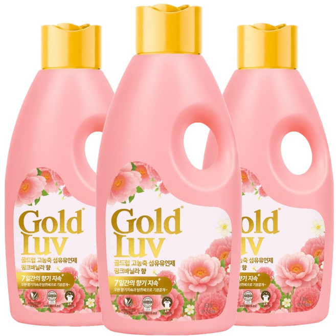 골드럽 고농축 섬유유연제 핑크바닐라 용기, 1.1L, 1개입, 3개
