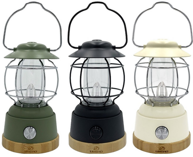 LIBERO 시리우스 감성 캠핑 LED 랜턴 3종 세트, 블랙, 민트, 아이보리, 1세트