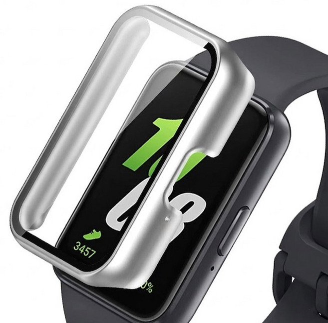 pines 갤럭시 핏 액정보호 풀커버 강화유리 케이스 필름, 실버, 1개