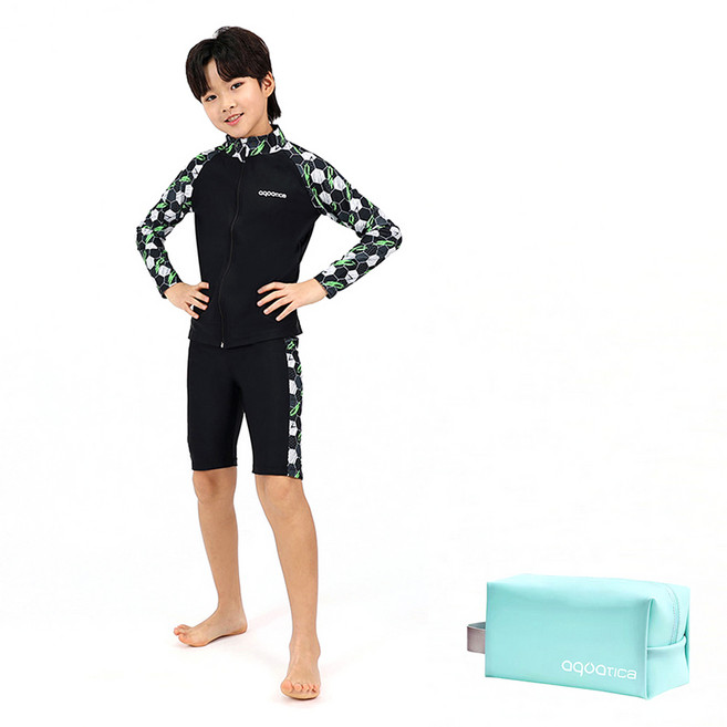 아쿠아티카 집업래쉬가드 상하의 AQAJZP24003 + 파우치 세트