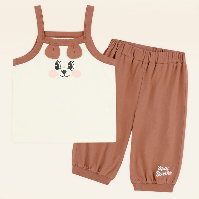 몰리멜리 곰돌이 귀달이 민소매 상하복 세트