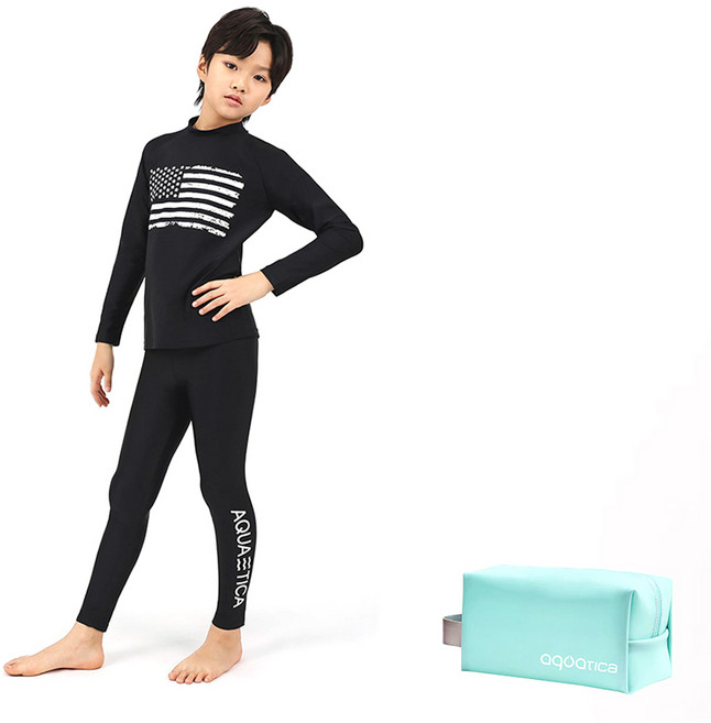 아쿠아티카 래쉬가드 상하의 AQAJS401 + 파우치 세트