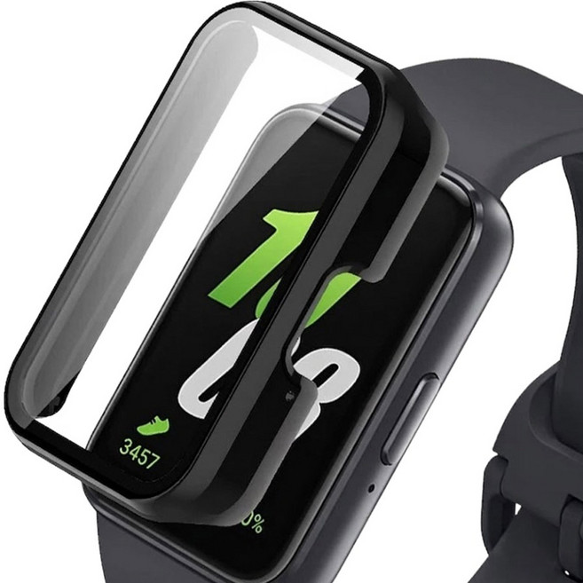 pines 갤럭시 핏 액정보호 풀커버 강화유리 케이스 필름, 블랙 유광, 1개