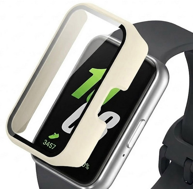 pines 갤럭시 핏 액정보호 풀커버 강화유리 케이스 필름, 아이보리화이트, 1개