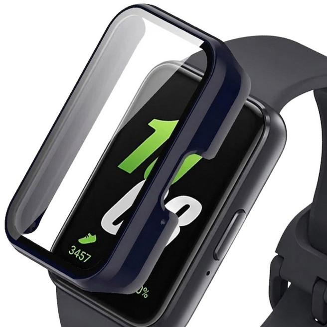 pines 갤럭시 핏 액정보호 풀커버 강화유리 케이스 필름, 네이비, 1개