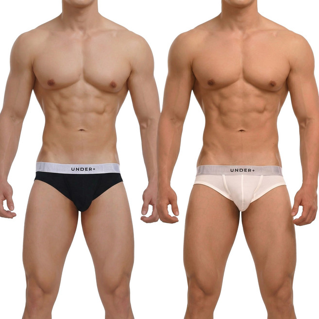UNDERPLUS Silk Modal 50支莫代爾桑蠶絲 三角內褲2件組