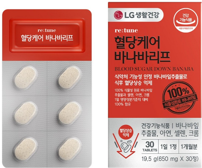 리튠 혈당케어 바나바리프, 1개, 30정