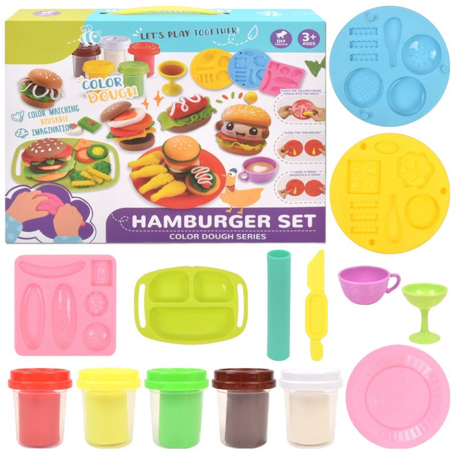 오즈토이 냠냠스튜디오 컬러 도우 클레이 세트 600g 5834-a, 햄버거, 1세트