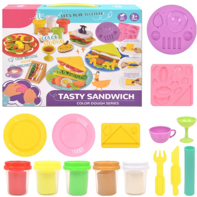 오즈토이 냠냠스튜디오 컬러 도우 클레이 세트 600g 5835-a, 샌드위치, 1세트