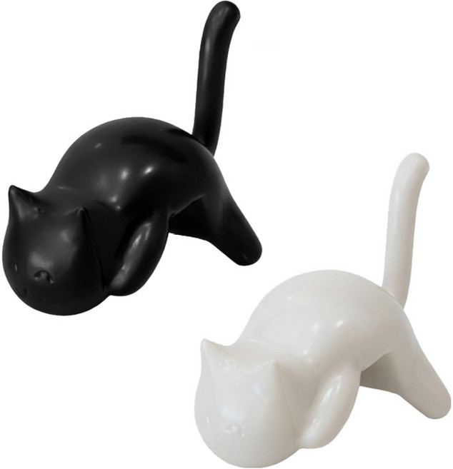 모나코올리브 고양이 다용도 후크 걸이 2종 세트, 화이트, 블랙, 1세트
