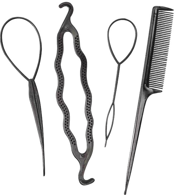 수스다 헤어 가이드 스틱 4종 세트, 1세트, 블랙