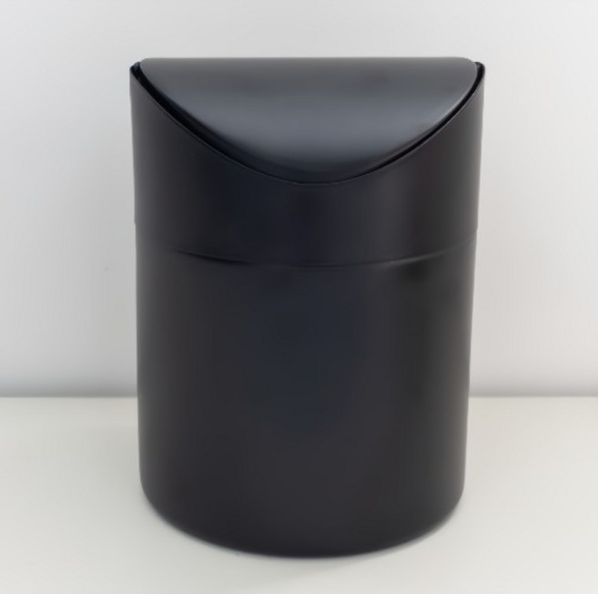 하이앤드라이 미니멀 스윙 스텐 책상 휴지통 ab 919461, 블랙