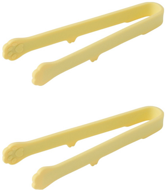 이지실리 실리콘 고양이 발 미니 주방집게 2 x 14.5 cm, 옐로우, 2개