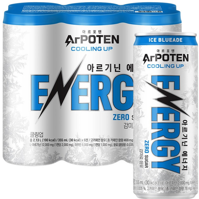 아르포텐 대상웰라이프 아르포텐 쿨링업 에너지음료, 6개, 355ml