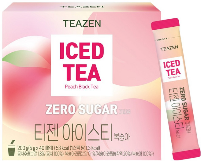 티젠 제로슈가 아이스티 복숭아, 5g, 1개, 40개입