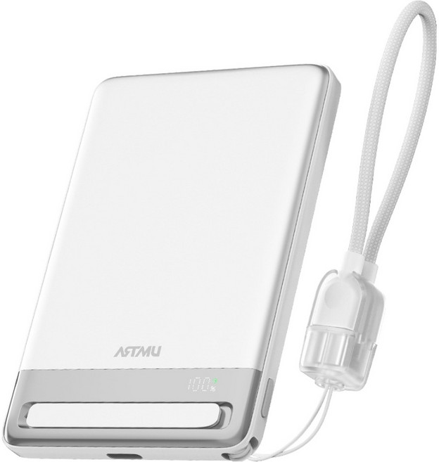 아트뮤 Qi2 15W 맥세이프 초슬림 고속 보조배터리 5000mAh C타입, 화이트, QB510