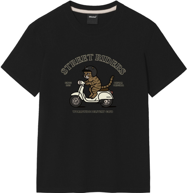 옥스타 남녀공용 라이더 고양이 반팔티