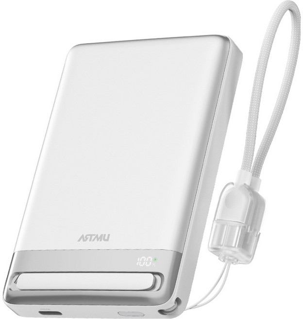 아트뮤 Qi2 15W 맥세이프 무선 슬림 고속 보조배터리 10000mAh C타입, 화이트, QB410