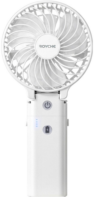 로이체 3in1 충전 접이식 휴대용 보조 배터리 겸용 핸디형 선풍기, 화이트, RHF-310