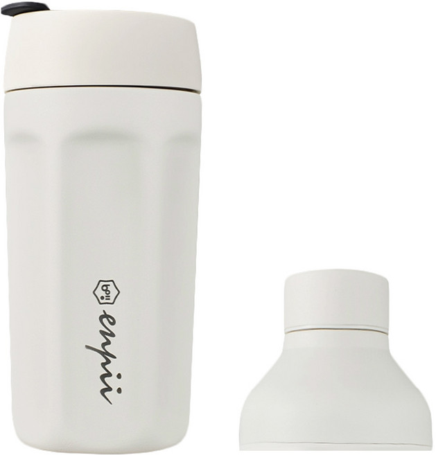 boii 本因 六角兩用保溫咖啡杯 + 延伸杯蓋, 百合白, 1套, 480ml