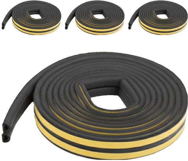 Perfectforyou 고무패킹 문풍지 D형 블랙, 4개