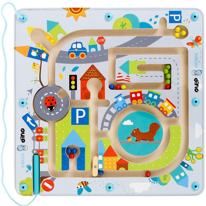 헬로디노 미로찾기 유아 마그네틱 자석 퍼즐 길찾기 놀이 장난감, 1개, 혼합색상